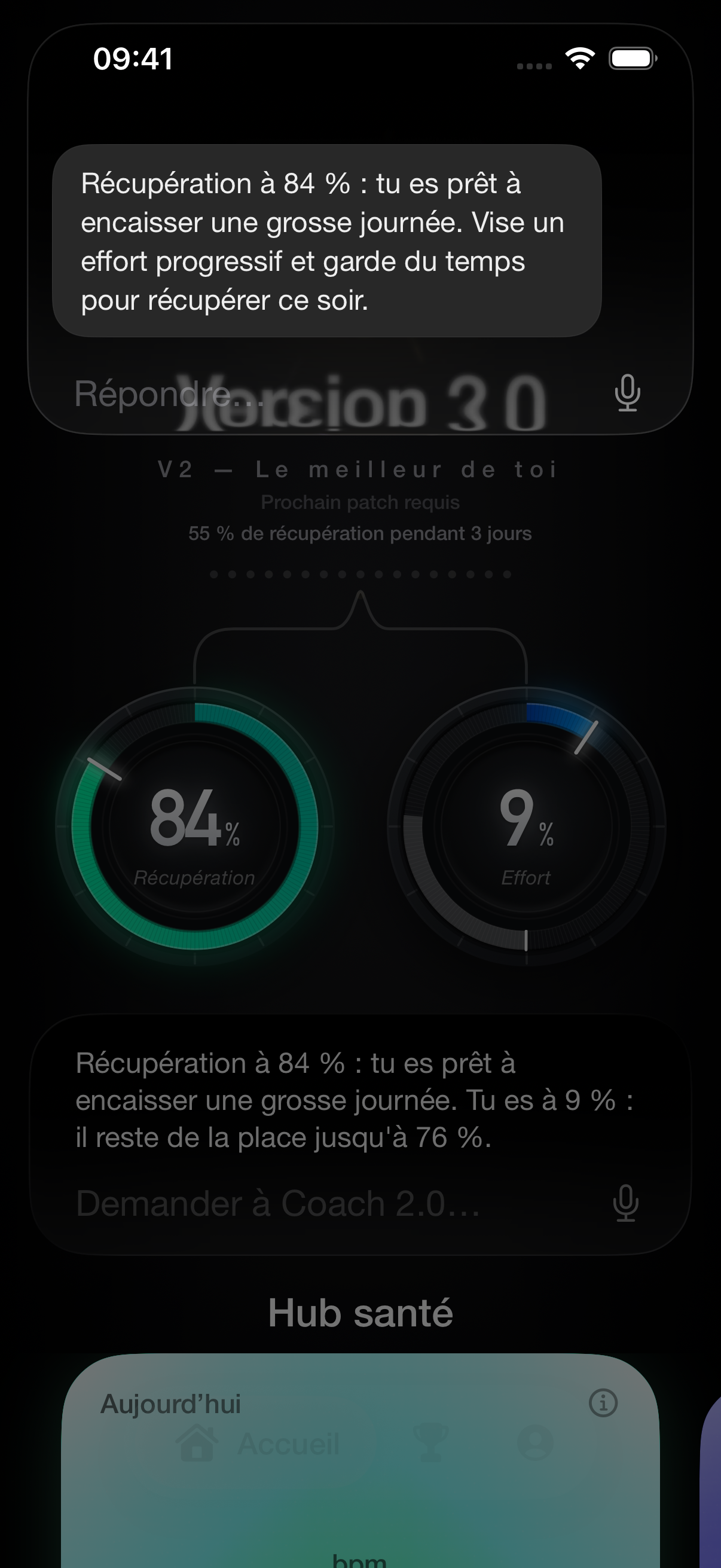 Conversation avec le coach dans Version 2.0 — exemple de démonstration